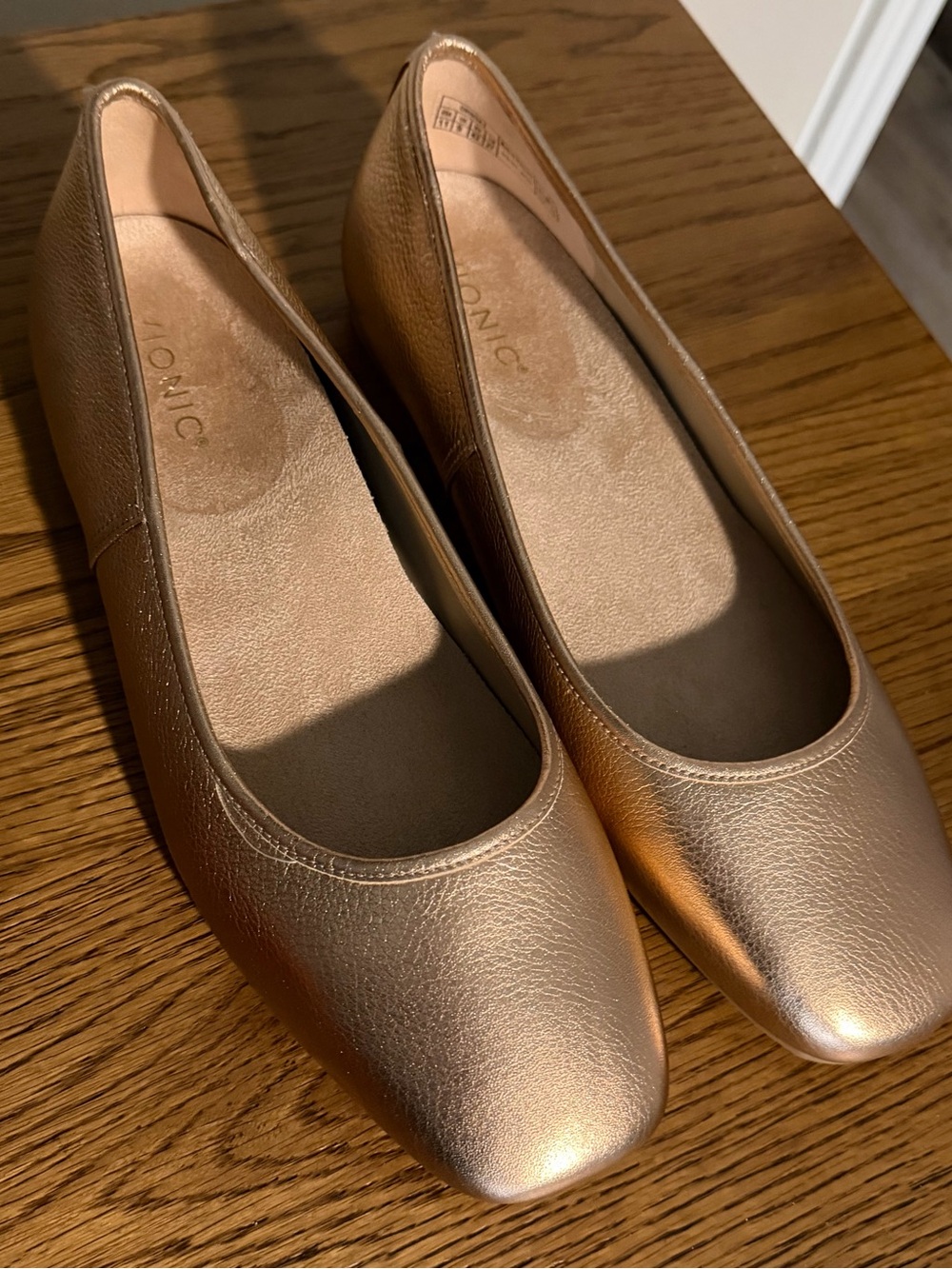 Vionic Orinda Metallic Rose Gold Slip-On Ballet Flats